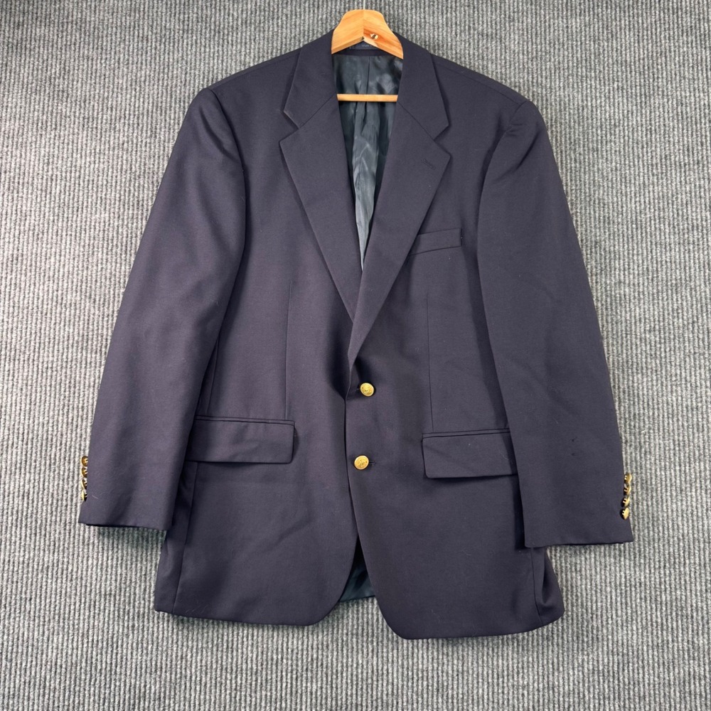 Vintage Ralph Lauren Polo University Club Blazer‎ 41R Navy Wool USA Made Preppy